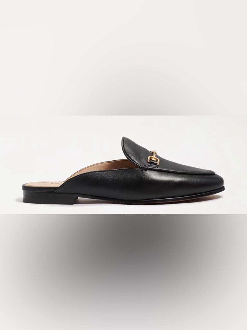 SAM EDELMAN Black Linnie Bit Mule With Gold Hardware Size 7W NWOB